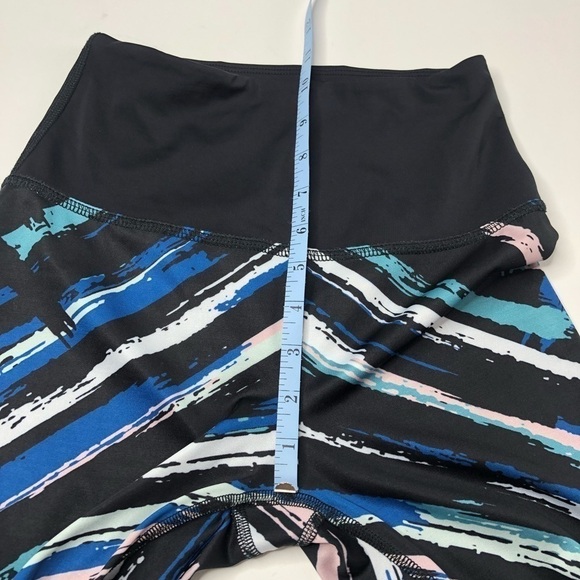 Beyond Yoga Chevron Blush Pink Blue Mint Black Watercolor Stripe Midi Leggings - Picture 15 of 15